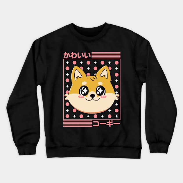 Kawaii Corgi Dog Head Crewneck Sweatshirt by Bruno Pires